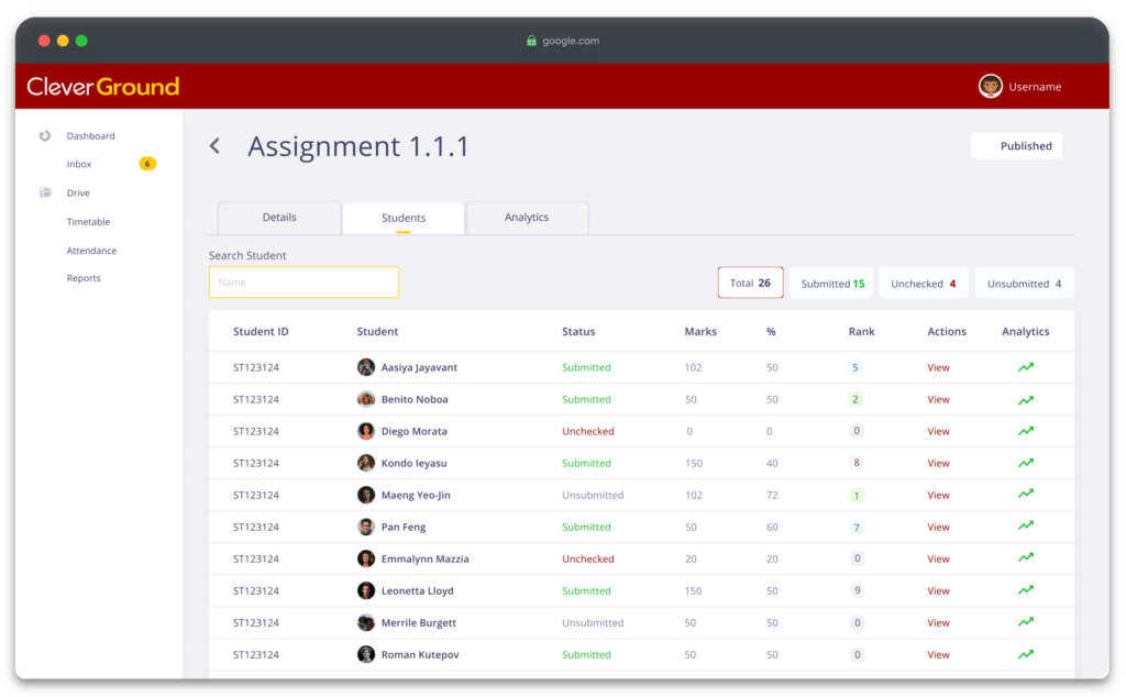 CleverGround AI Analytics Individual Student Analytics